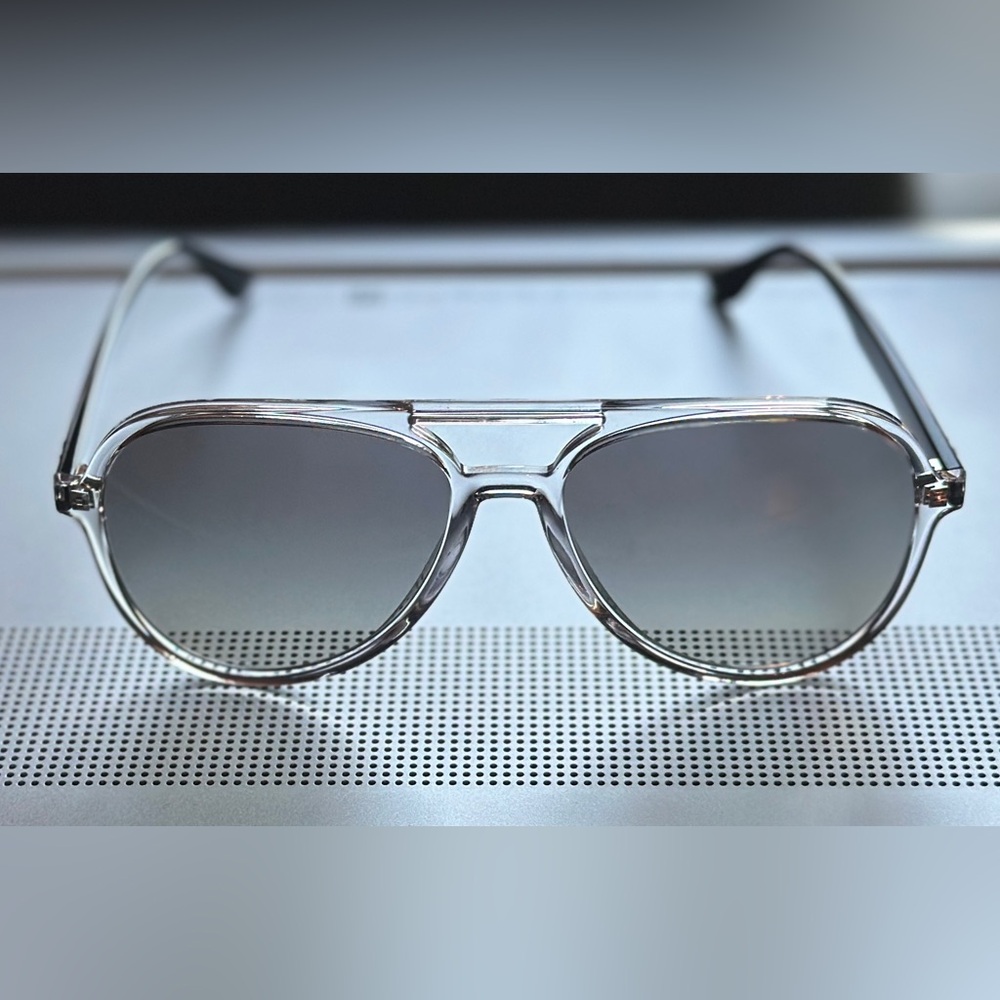 Ray-Ban RB4376 Aviator Sunglasses, Transparent/Grey Gradient, 57mm